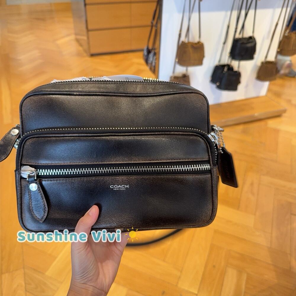 NWT Coach Dakota Crossbody Bag In Loved Leather CDS84 Black/Light Tan